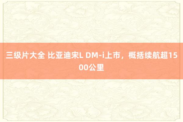 三级片大全 比亚迪宋L DM-i上市，概括续航超1500公里