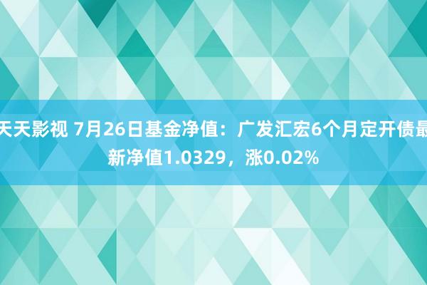 天天影视 7月26日基金净值：广发汇宏6个月定开债最新净值1.0329，涨0.02%