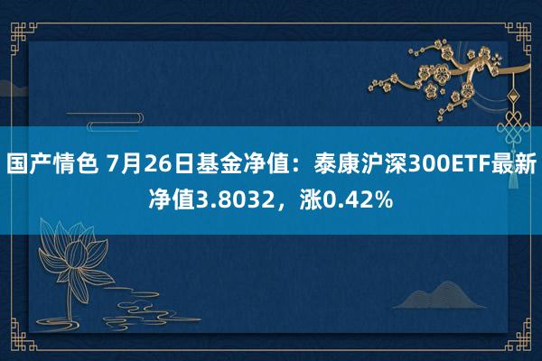 国产情色 7月26日基金净值：泰康沪深300ETF最新净值3.8032，涨0.42%