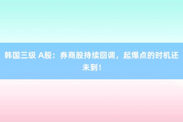 韩国三级 A股：券商股持续回调，起爆点的时机还未到！