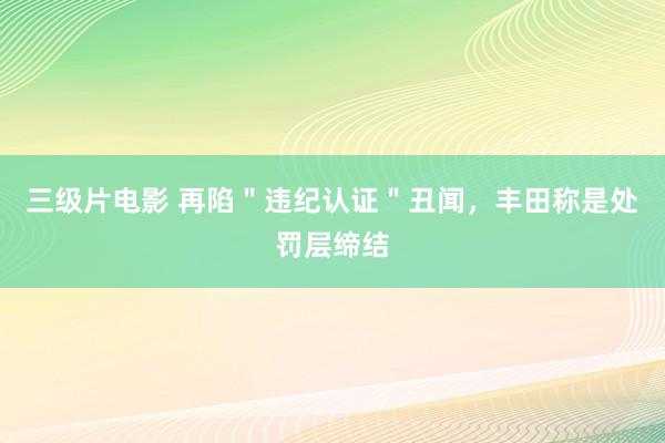 三级片电影 再陷＂违纪认证＂丑闻，丰田称是处罚层缔结