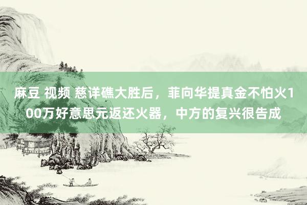 麻豆 视频 慈详礁大胜后，菲向华提真金不怕火100万好意思元返还火器，中方的复兴很告成