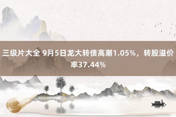 三级片大全 9月5日龙大转债高潮1.05%，转股溢价率37.44%